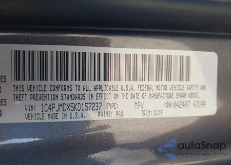 2019 Jeep Cherokee Limited 4X4 z USA, uszkodzony, nr VIN 1C4PJMDX5KD157237